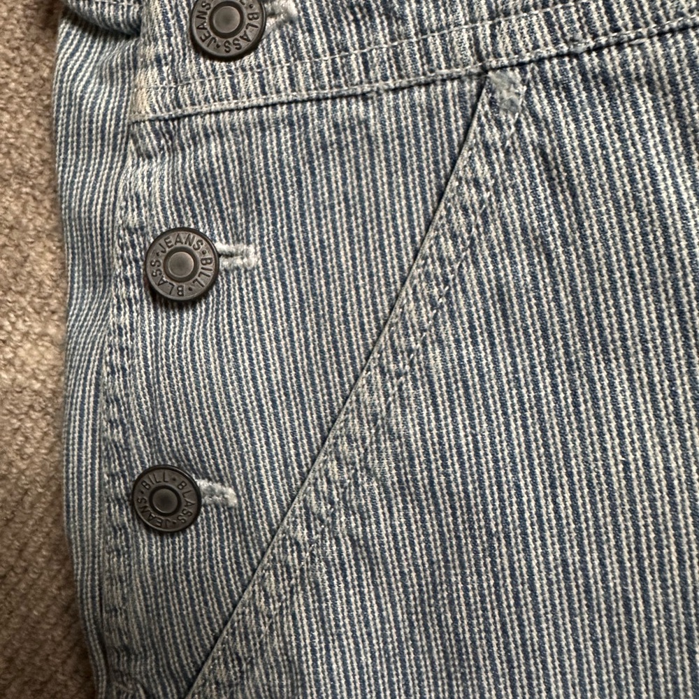Vintage Women’s Bill Blass Light Blue Striped Overalls - Picture 3 of 4